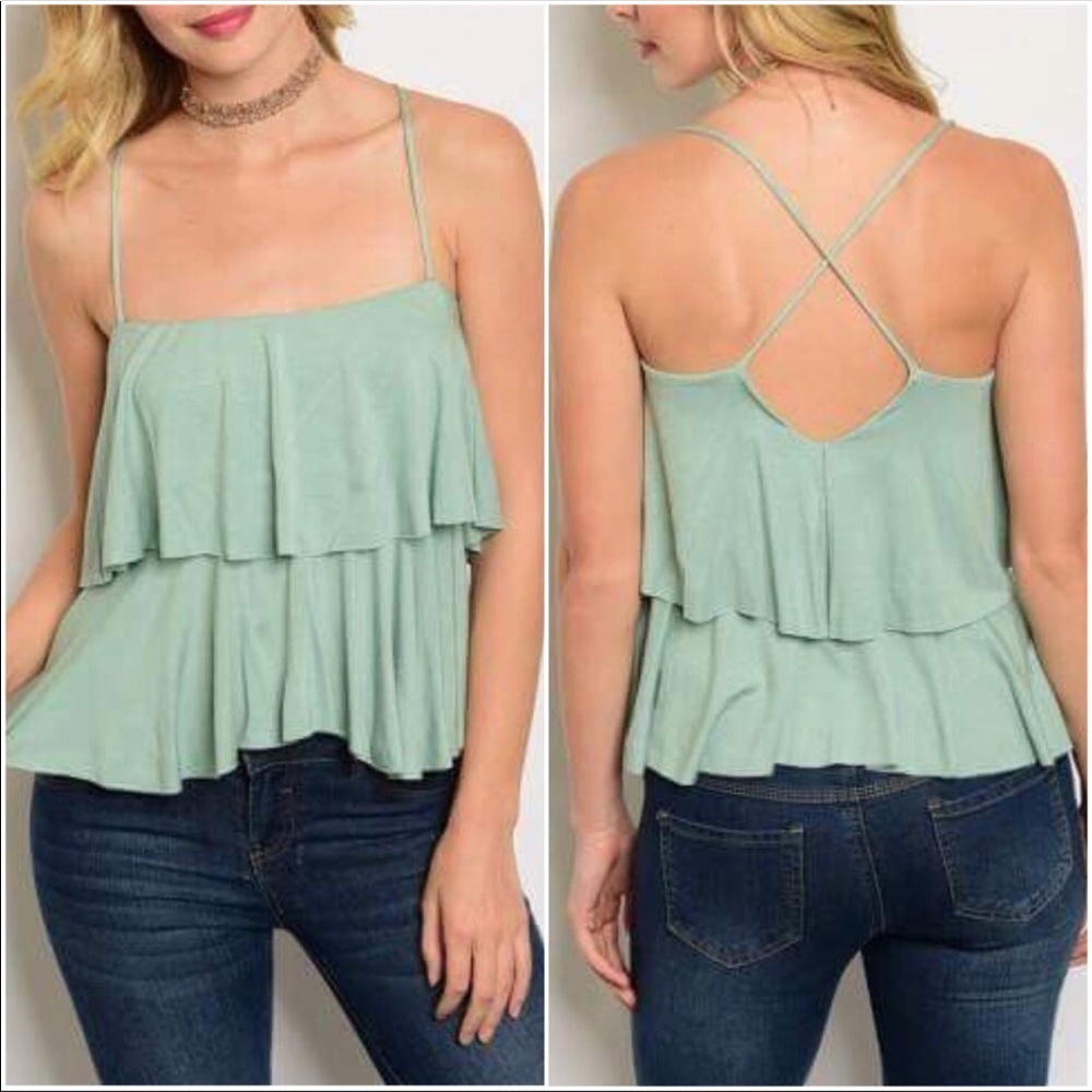 🍈Teal Boho Ruffle Top 🍈
